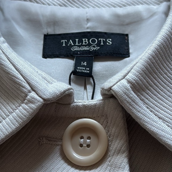 Talbots The Jackie Fit bone color jacket coat Sz 14 100% cotton New - Picture 6 of 11